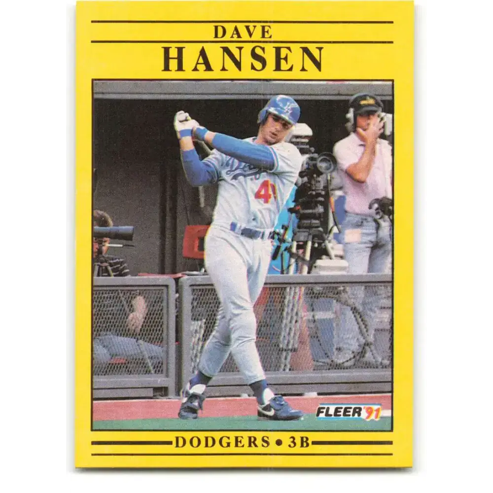 1991 Fleer #203 Dave Hansen NM-MT Los Angeles Dodgers Baseball Card - Baseball Card Single