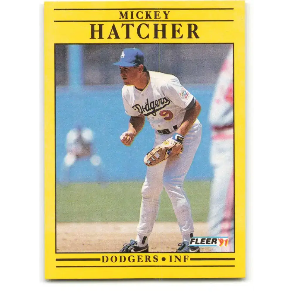 1991 Fleer #206 Mickey Hatcher NM-MT Los Angeles Dodgers Baseball Card - Baseball Card Single