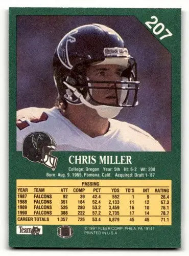 1991 Fleer #207 Chris Miller Atlanta Falcons Football Cards NM Near ID:60526 - Football Card Single