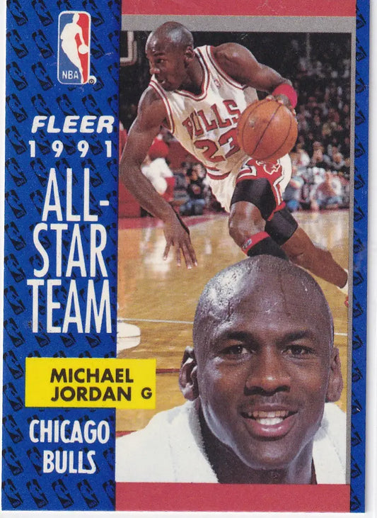 1991 FLEER #211 MICHAEL JORDAN ALL STAR TEAM- CHICAGO BULLS