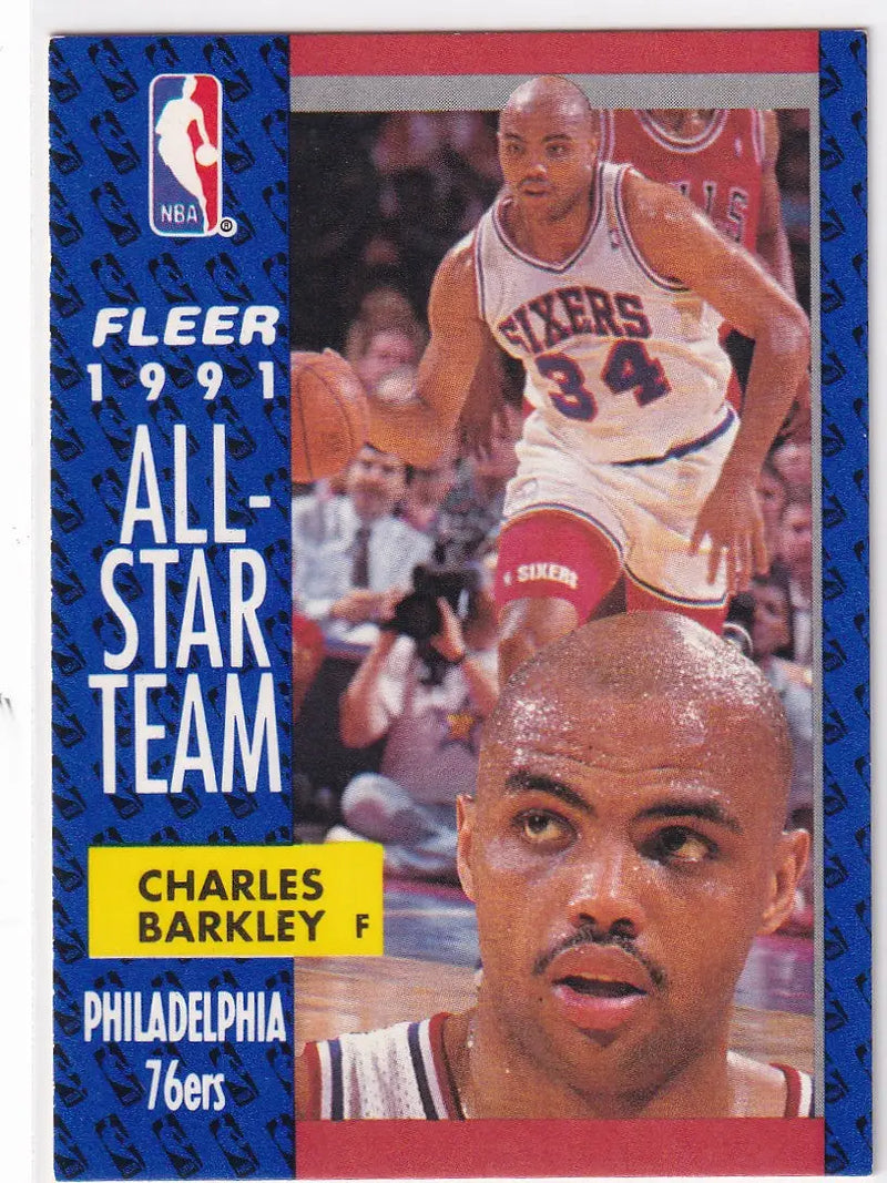 1991 FLEER #213 CHARLES BARKLEY ALL STAR TEAM- PHILADELPHIA 76ERS - Basketball Card Single