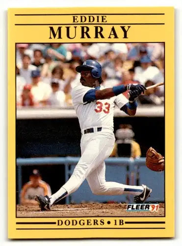 Original gloss of Eddie Murray baseball card from 1991 Fleer Los Angeles Dodgers collectible