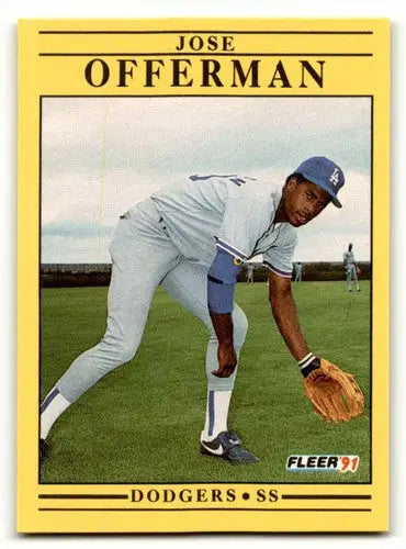 Jose Offerman baseball card from 1991 Fleer featuring Los Angeles Dodgers player