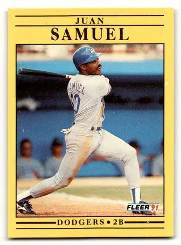1991 Fleer #218 Juan Samuel Los Angeles Dodgers Baseball Cards EX/NM ID:55268 - Baseball Card Single