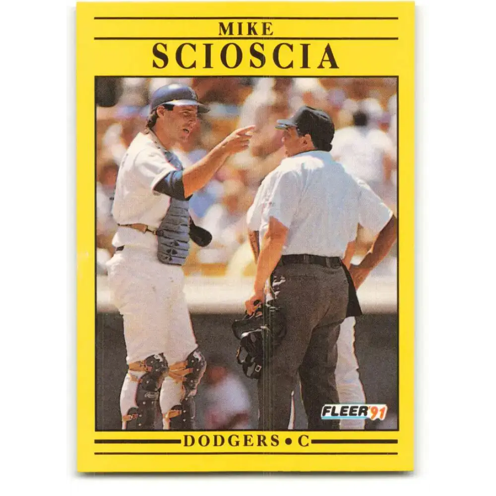 1991 Fleer #219 Mike Scioscia NM-MT Los Angeles Dodgers Baseball Card - Baseball Card Single
