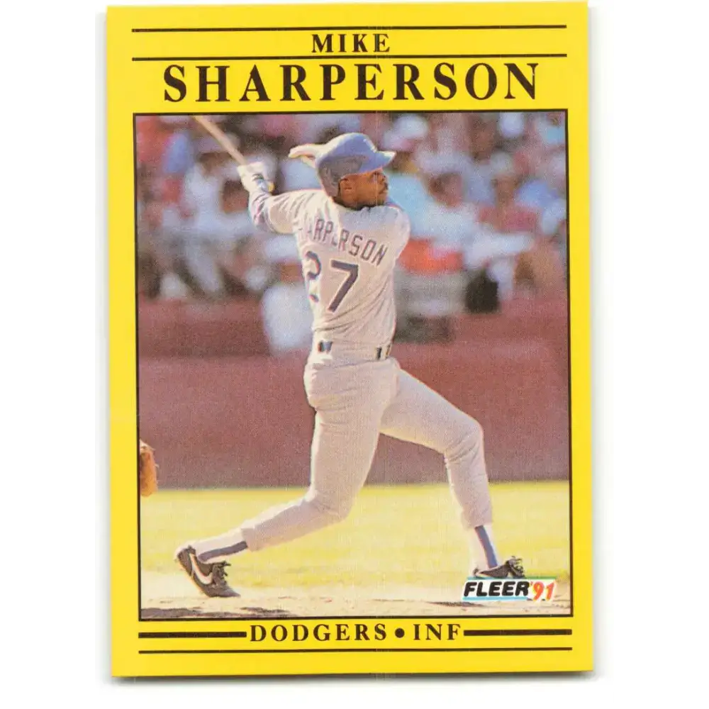 1991 Fleer #221 Mike Sharperson NM-MT Los Angeles Dodgers Baseball Card - Baseball Card Single