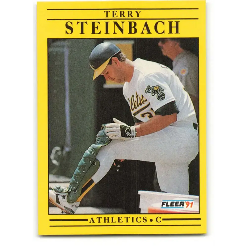 1991 Fleer #24 Terry Steinbach NM-MT Oakland Athletics Baseball Card - Baseball Card Single