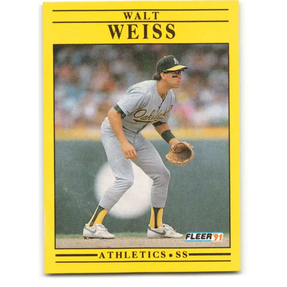 1991 Fleer #26 Walt Weiss NM-MT Oakland Athletics Baseball Card - Baseball Card Single