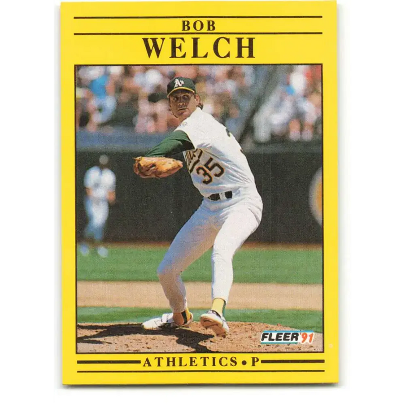 1991 Fleer #27 Bob Welch NM-MT Oakland Athletics Baseball Card - Baseball Card Single