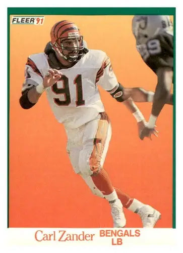 Original gloss 1991 Fleer Carl Zander football card from Bengals collection