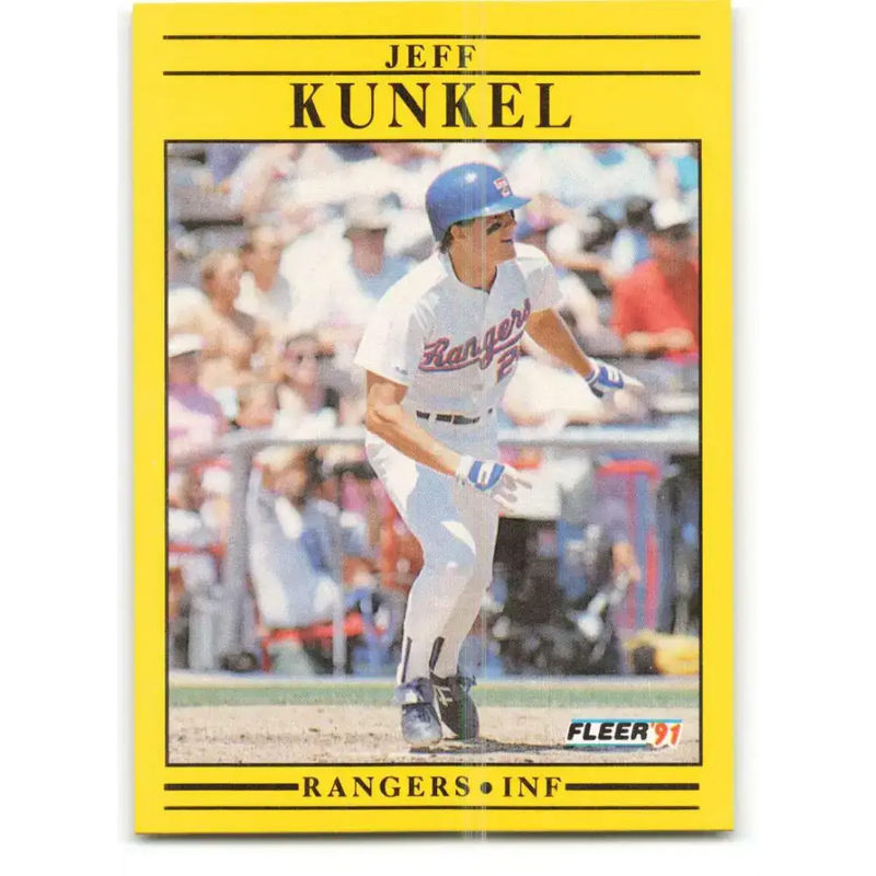 1991 Fleer #292 Jeff Kunkel NM-MT Texas Rangers Baseball Card - Baseball Card Single