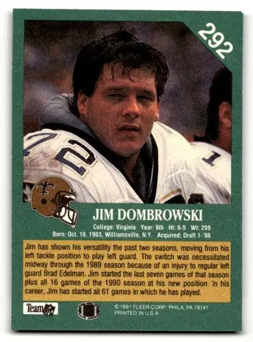 1991 Fleer #292 Jim Dombrowski New Orleans Saints Football Cards NM ID:60502 - Football Card Single