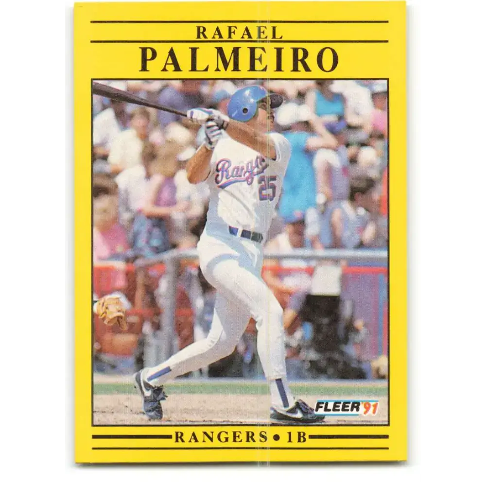 1991 Fleer #295 Rafael Palmeiro NM-MT Texas Rangers Baseball Card - Baseball Card Single
