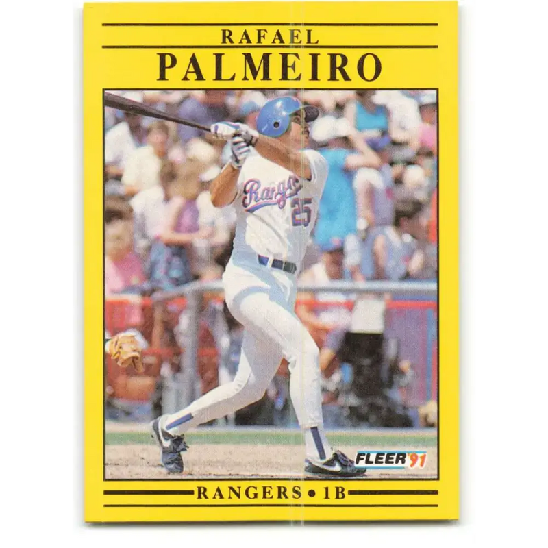 1991 Fleer #295 Rafael Palmeiro NM-MT Texas Rangers Baseball Card - Baseball Card Single