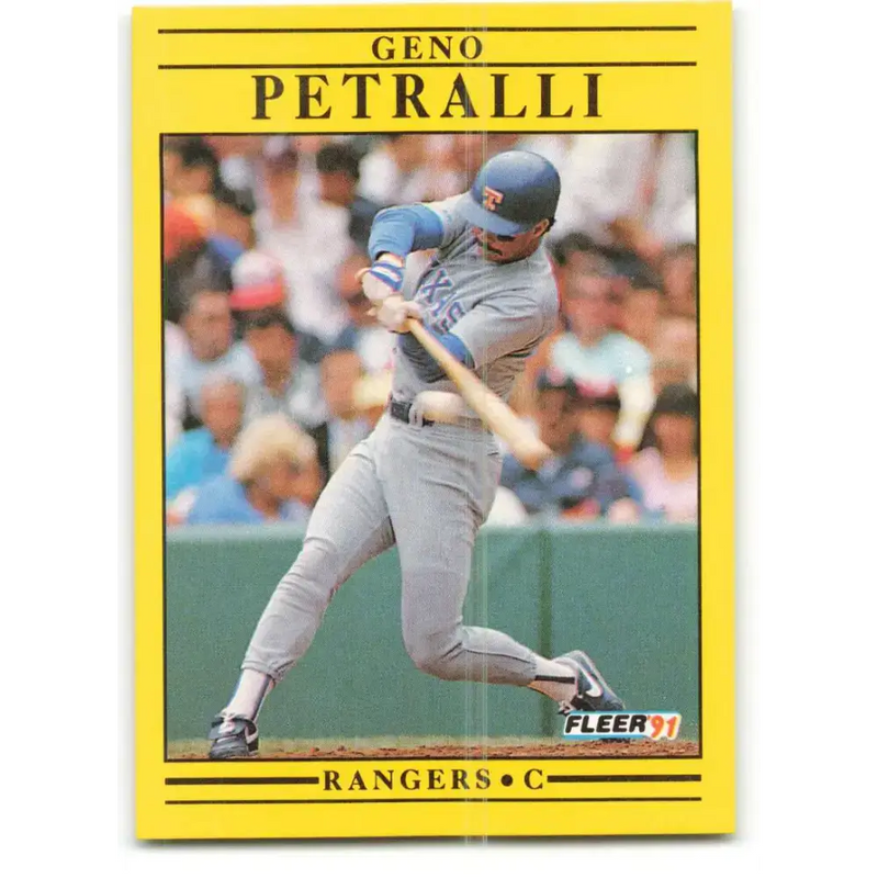 1991 Fleer #296 Geno Petralli NM-MT Texas Rangers Baseball Card - Baseball Card Single
