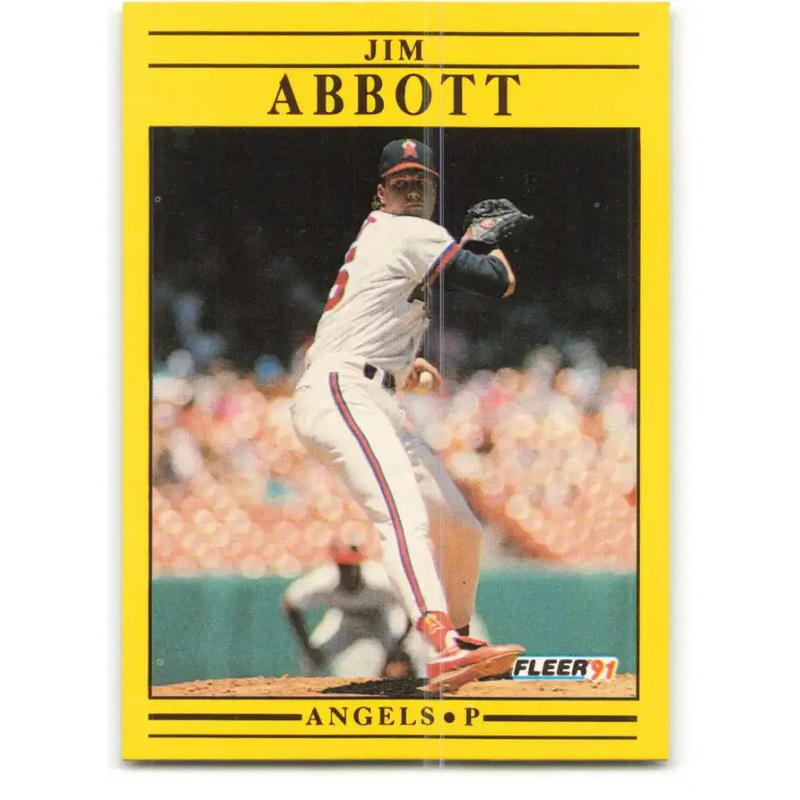 1991 Fleer #305 Jim Abbott NM-MT California Angels Baseball Card - Baseball Card Single