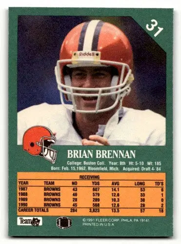 1991 Fleer #31 Brian Brennan Cleveland Browns Football Cards NM Near ID:60498 - Football Card Single
