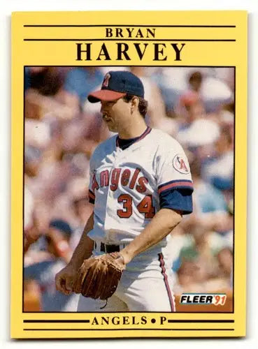 Original gloss Bryan Harvey California Angels baseball card from 1991 Fleer #315
