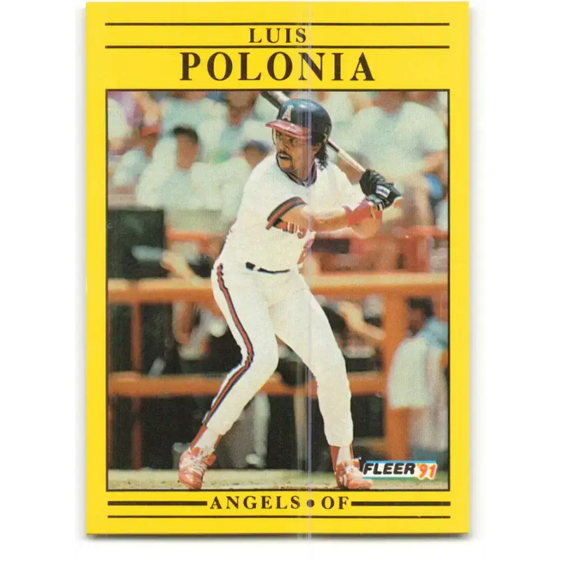 1991 Fleer #322 Luis Polonia NM-MT California Angels Baseball Card - Baseball Card Single