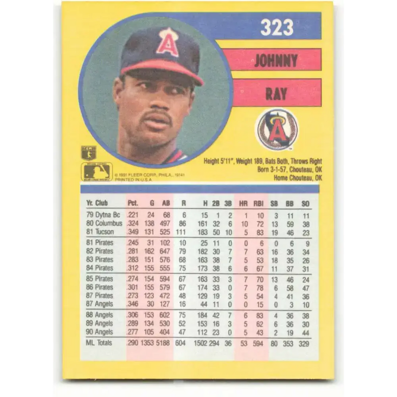1991 Fleer #323 Johnny Ray NM-MT California Angels Baseball Card