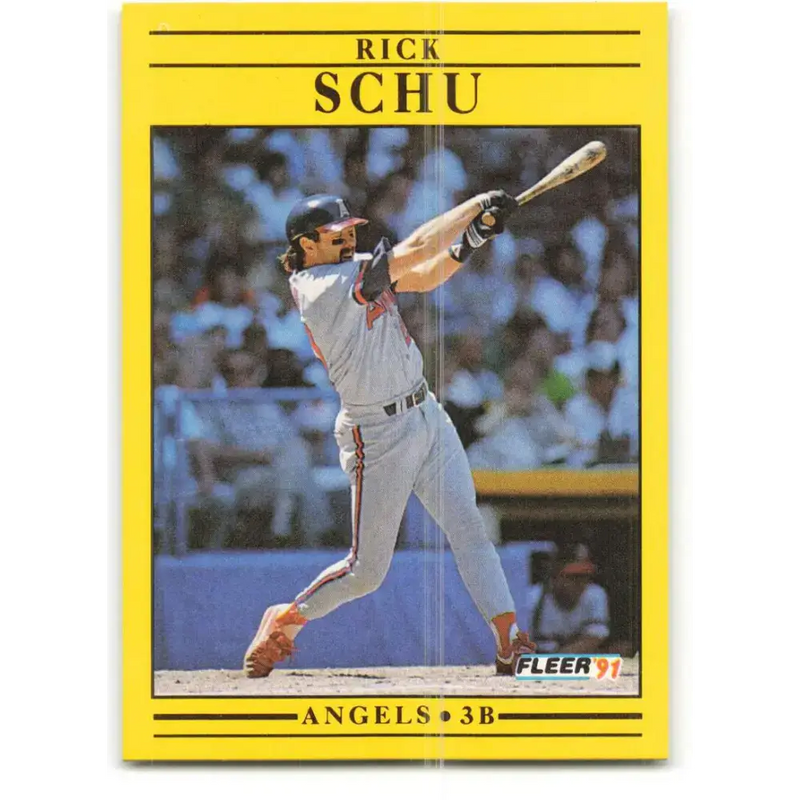 1991 Fleer #326 Rick Schu NM-MT California Angels Baseball Card - Baseball Card Single