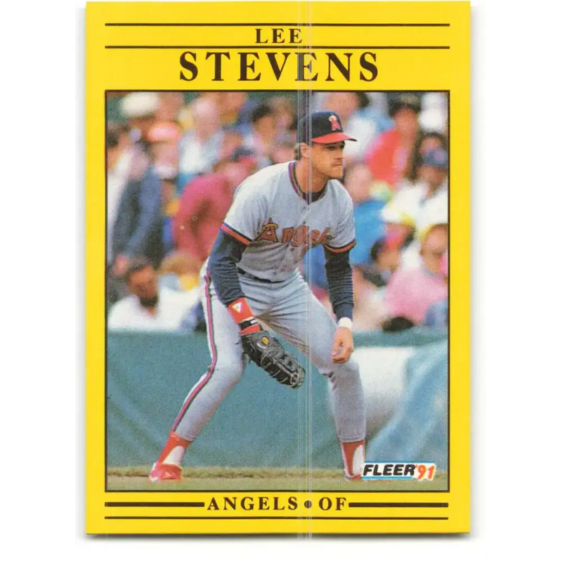 1991 Fleer #327 Lee Stevens NM-MT California Angels Baseball Card - Baseball Card Single