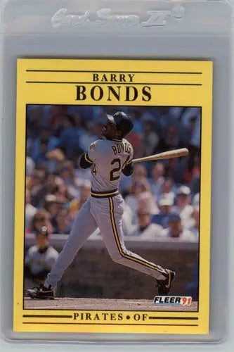 1991 Fleer Barry Bonds baseball card with original gloss in NM-MT condition in protective sleeve
