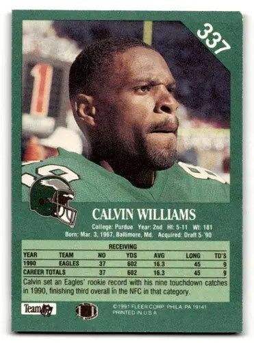 1991 Fleer #337 Calvin Williams Philadelphia Eagles Football Cards N ID:60485 - Football Card Single