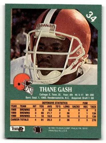 1991 Fleer #34 Thane Gash Cleveland Browns Football Cards NM Near Mi ID:60530 - Football Card Single