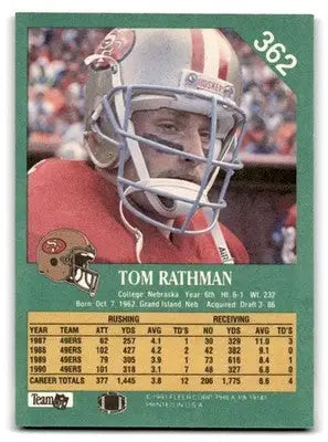 1991 Fleer #362 Tom Rathman - Football Card Single