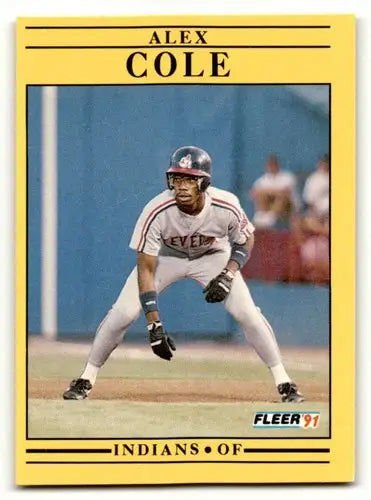 Alex Cole Cleveland baseball card from 1991 Fleer #365 featuring cole cleveland indians