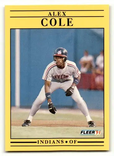 Original gloss Alex Cole Cleveland baseball card from 1991 Fleer #365 featuring Cole Cleveland Indians