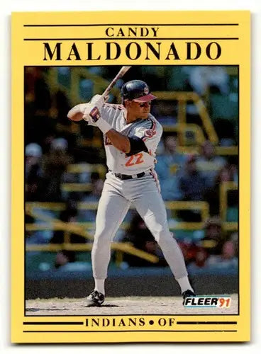 Original gloss Candy Maldonado Cleveland Indians baseball card from 1991 Fleer #373