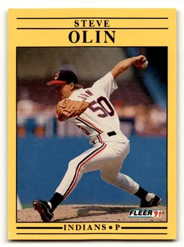 Steve Olin Cleveland baseball card from 1991 Fleer #374 featuring Cleveland Indians player
