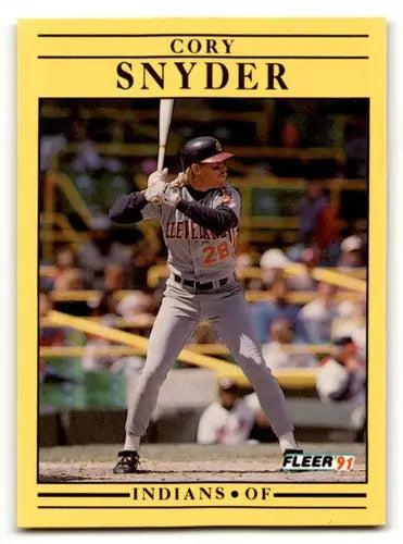 Original gloss Cory Snyder Cleveland Indians baseball card from 1991 Fleer #378
