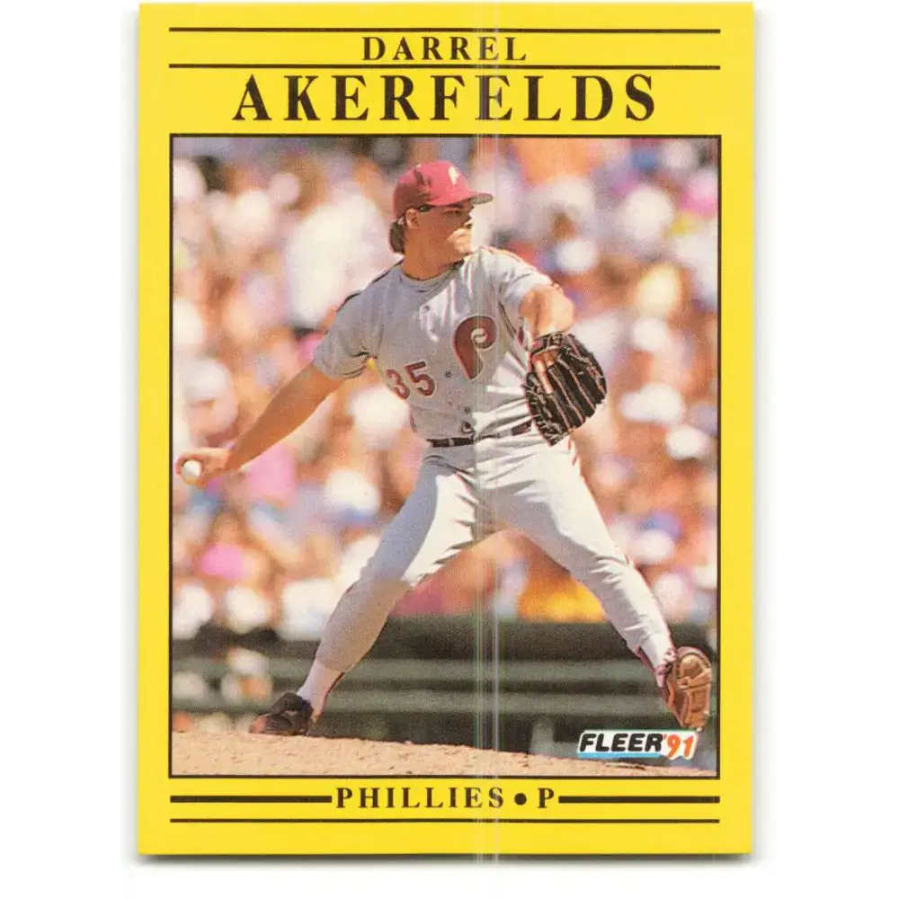1991 Fleer #386 Darrel Akerfelds NM-MT Philadelphia Phillies Baseball Card - Baseball Card Single