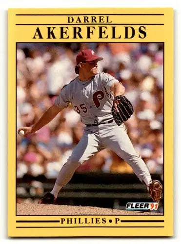 1991 Fleer #386 Darrel Akerfelds Philadelphia Phillies Baseball Card ID:55253 - Baseball Card Single