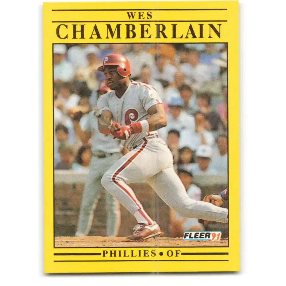 1991 Fleer #391 Wes Chamberlain NM-MT RC Rookie Philadelphia Phillies Baseball Card - Baseball Card Single