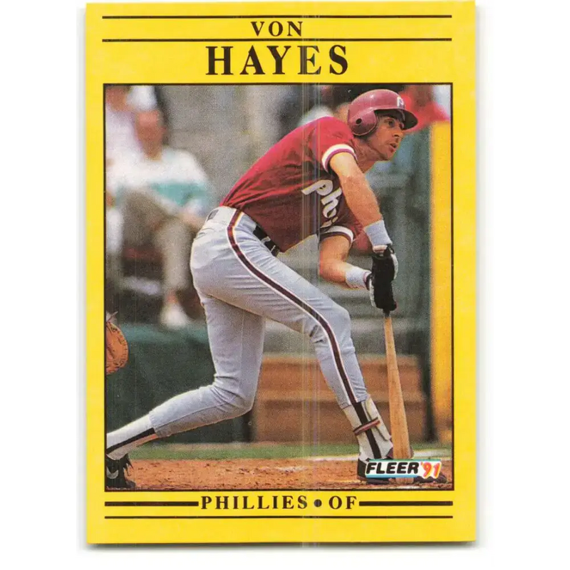 1991 Fleer #398 Von Hayes NM-MT Philadelphia Phillies Baseball Card - Baseball Card Single