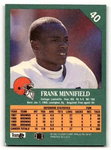 1991 Fleer #40 Frank Minnifield Cleveland Browns Football Cards NM N ID:60521 - Football Card Single