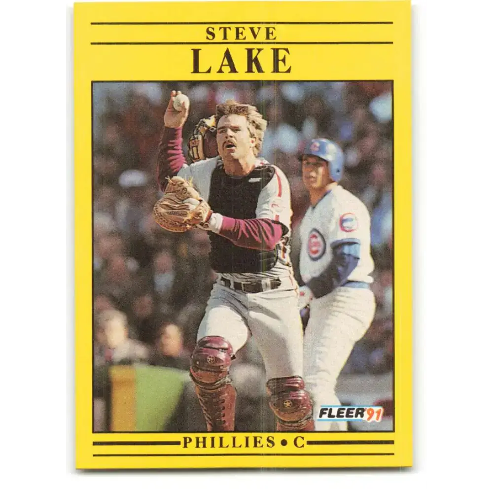 1991 Fleer #403 Steve Lake NM-MT Philadelphia Phillies Baseball Card - Baseball Card Single
