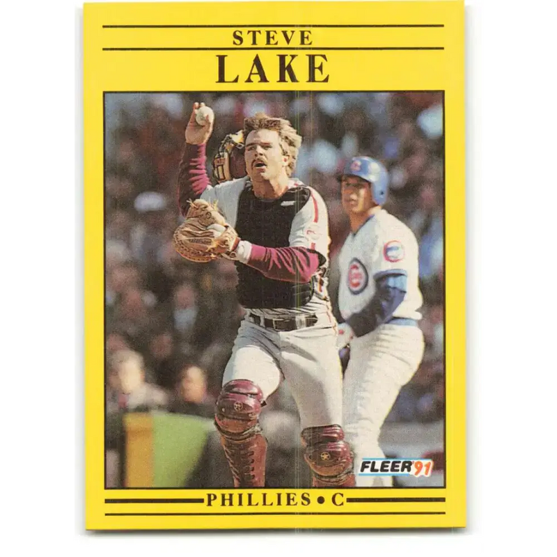 1991 Fleer #403 Steve Lake NM-MT Philadelphia Phillies Baseball Card - Baseball Card Single