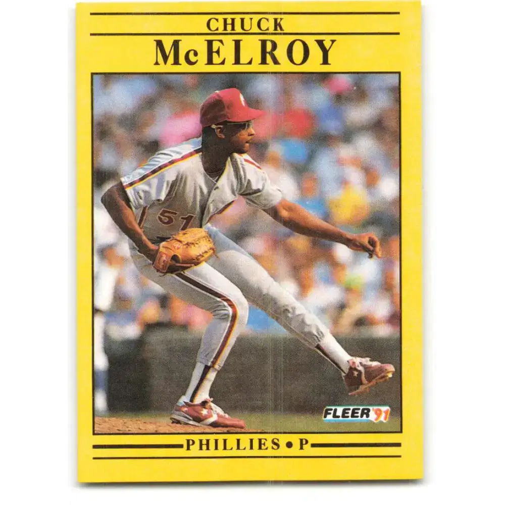 1991 Fleer #406 Chuck McElroy NM-MT Philadelphia Phillies Baseball Card - Baseball Card Single