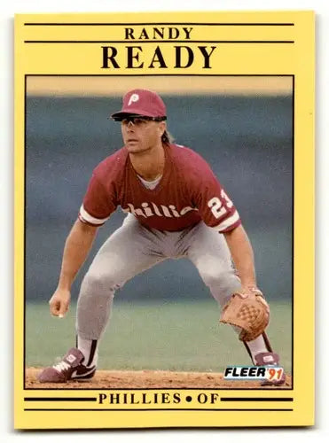 1991 Fleer #410b Randy Ready Phillies baseball card with original gloss