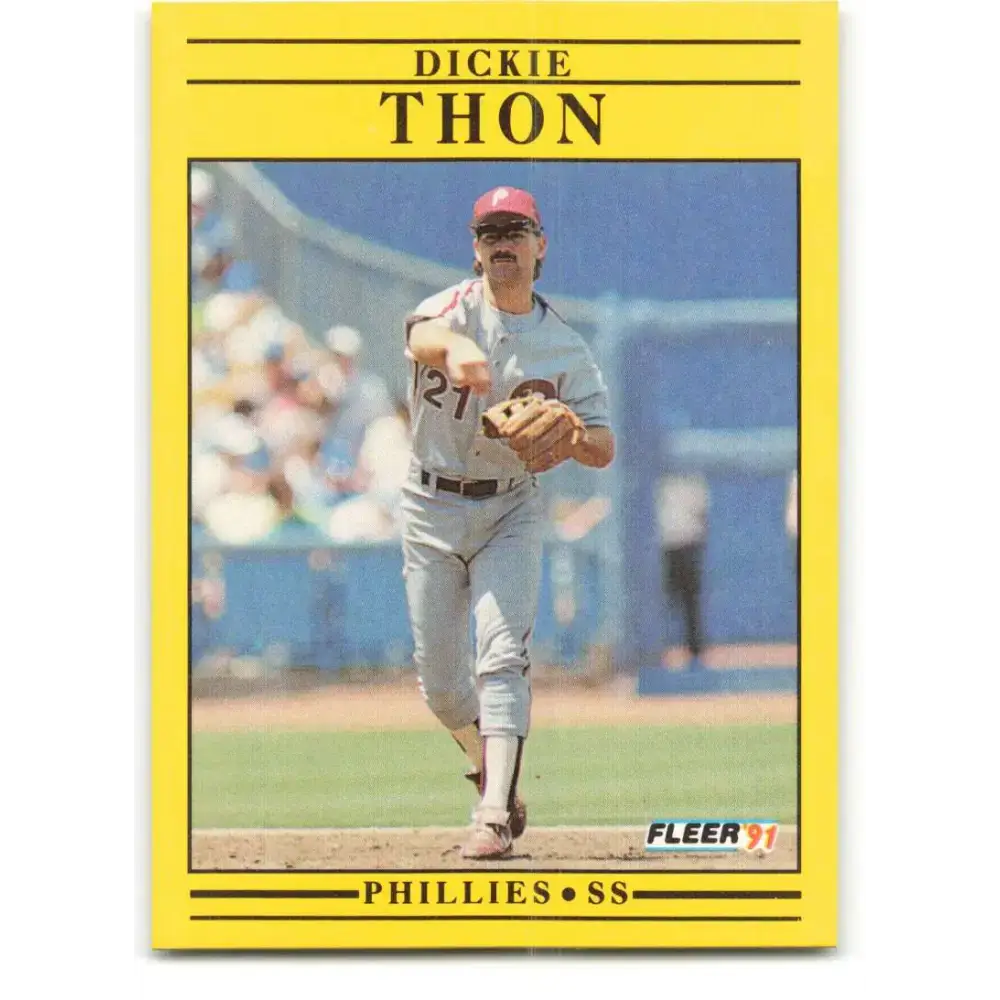 1991 Fleer #412 Dickie Thon NM-MT Philadelphia Phillies Baseball Card - Baseball Card Single