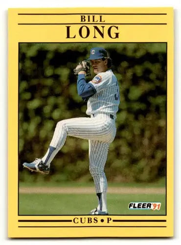 Original gloss 1991 Fleer Bill Long Chicago Cubs baseball card Chicago Cubs baseball