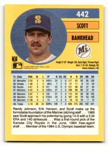 1991 Fleer #442 Scott Bankhead Seattle Mariners Baseball Cards NM Ne ID:58062 - Baseball Card Single