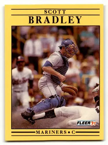 Original gloss Scott Bradley Seattle Mariners baseball card 1991 Fleer #443