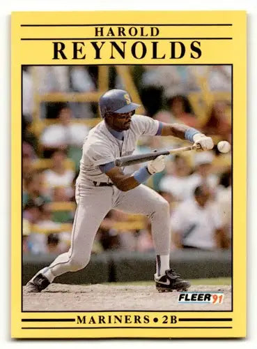 Original gloss Harold Reynolds Seattle Mariners baseball card from 1991 Fleer series