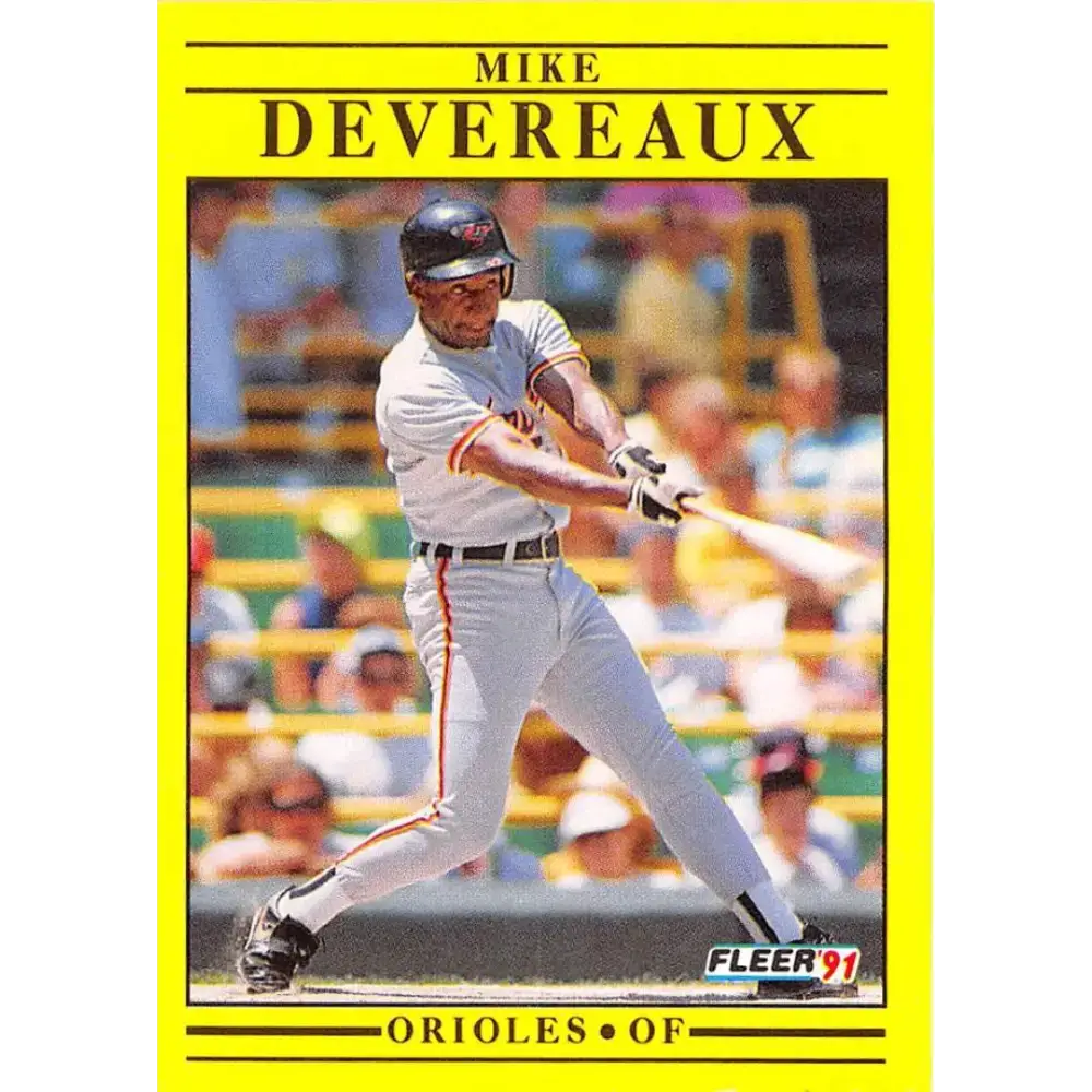 1991 Fleer #469 Mike Devereaux NM-MT Baltimore Orioles Baseball Card - Baseball Card Single